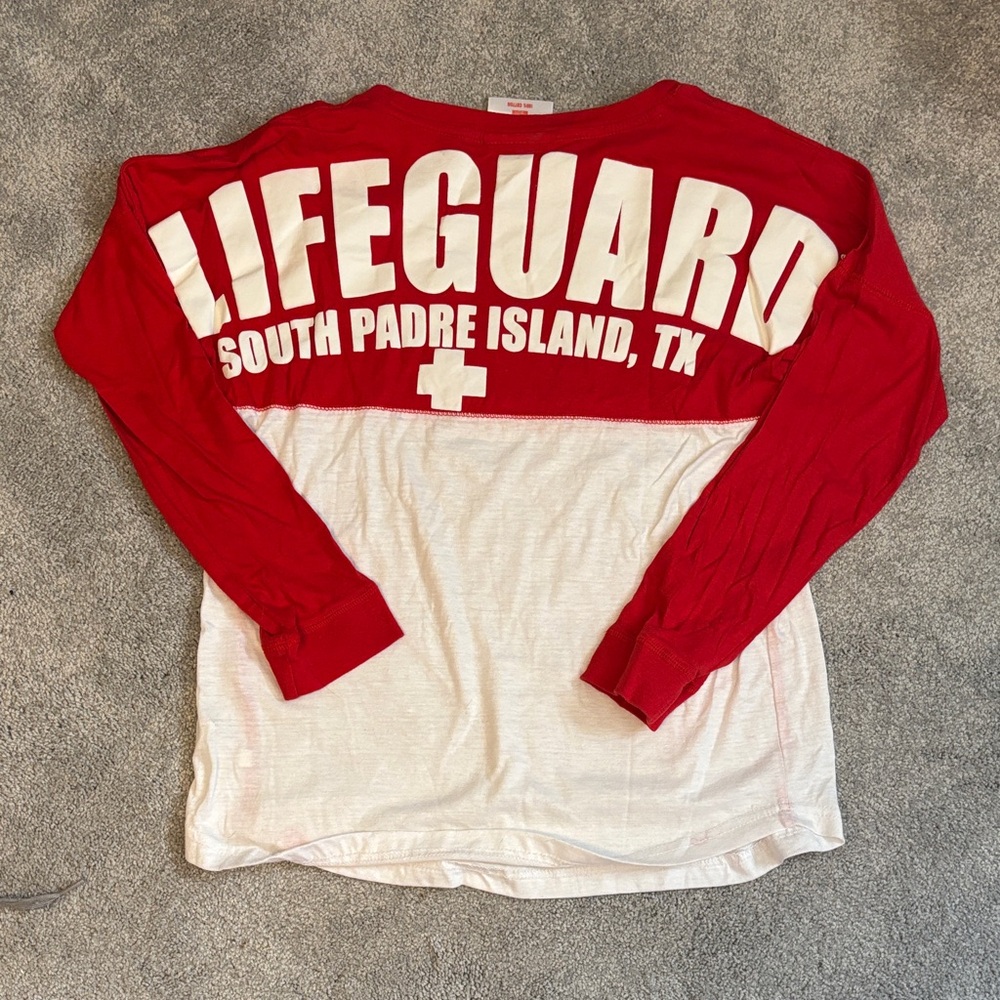 Red and White Lifeguard Women's Sweater